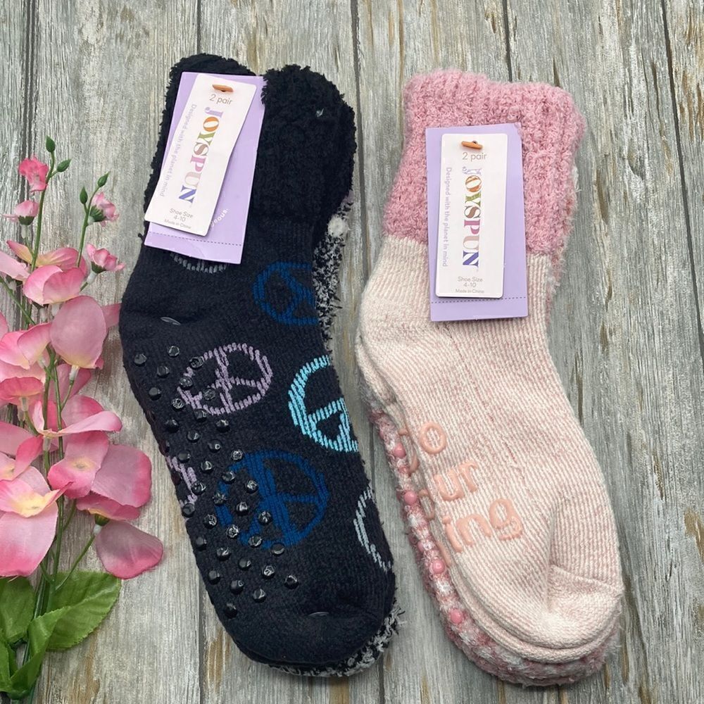 Women's Ultra Soft Fuzzy Lounge Socks 2-Pack Shoe Size 4-10